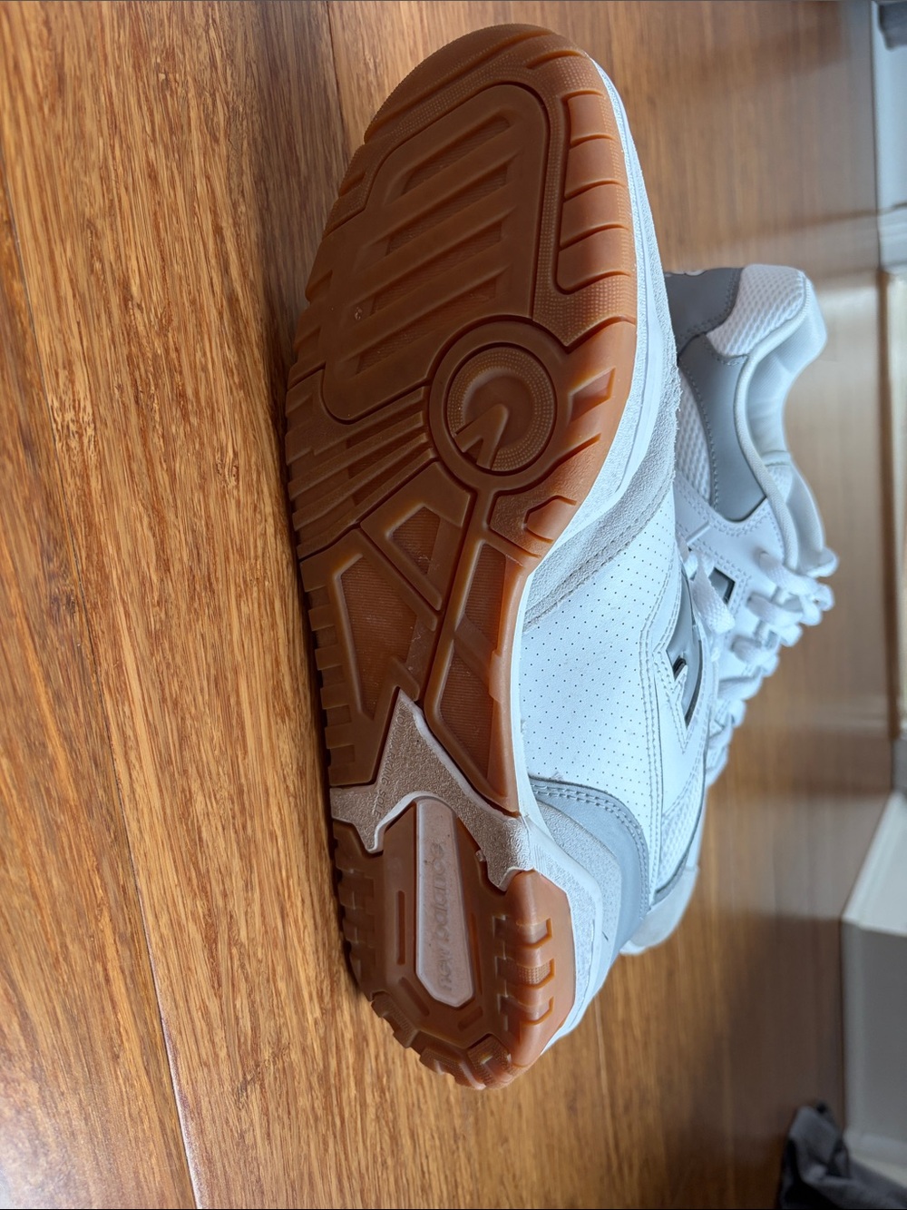 New Balance 550 White, Gray & Gum Low-Top Sneakers - Picture 4 of 8